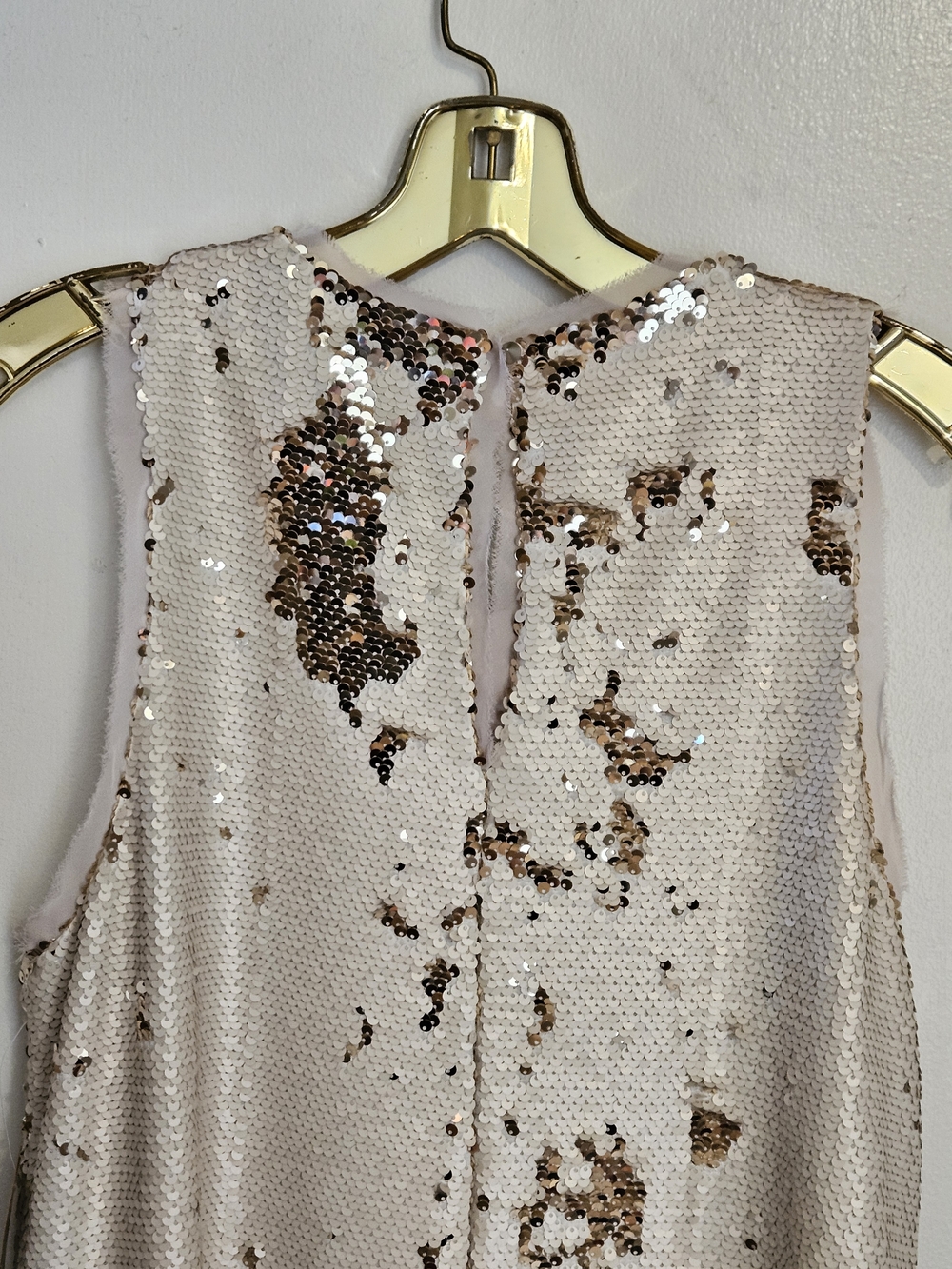 RACHEL Rachel Roy Sequin-Embellished Champagne Shift Top Style Dress - Picture 5 of 11